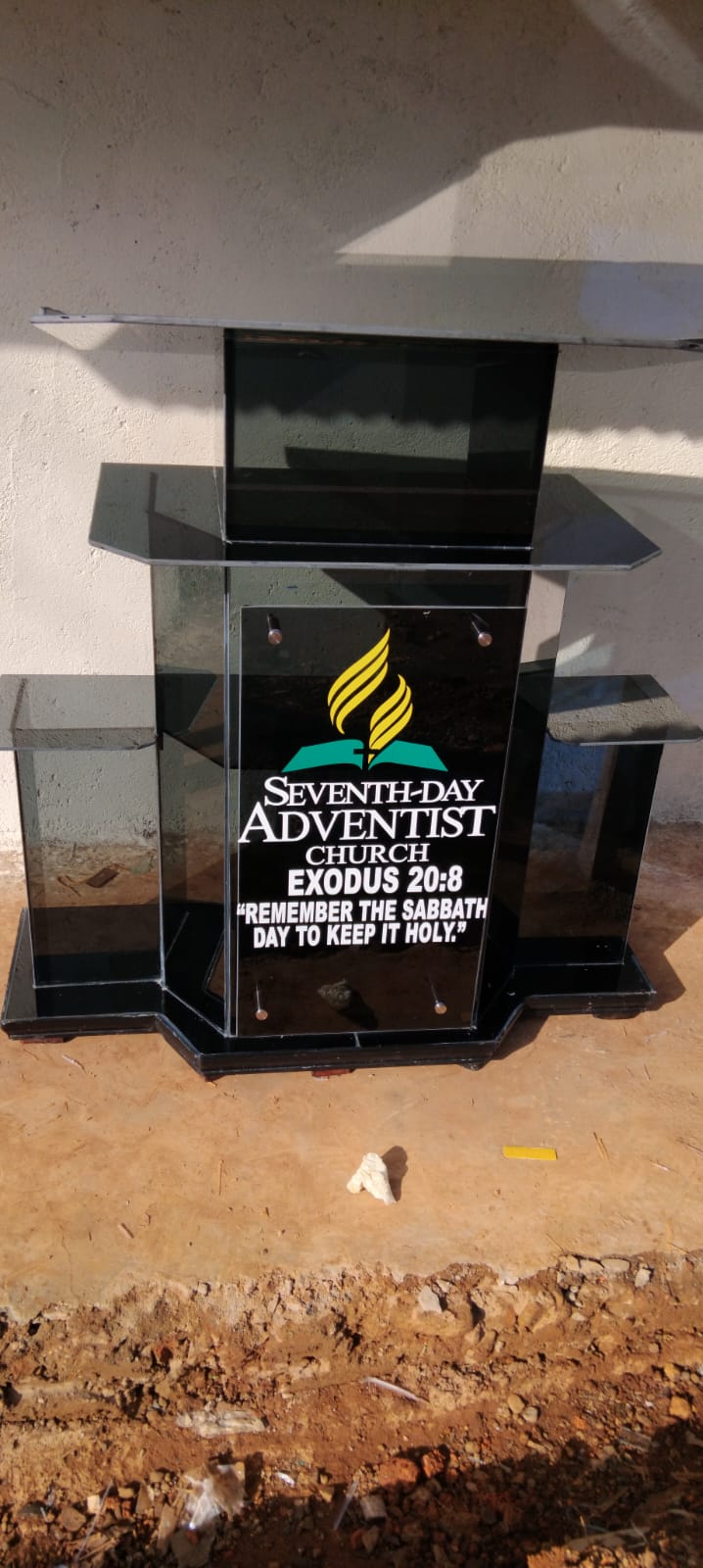 Seventh-day Adventist Church Black Acrylic Pulpit